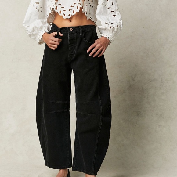We The Free Denim - Free People We The Free Good Luck Barrel Jeans Black